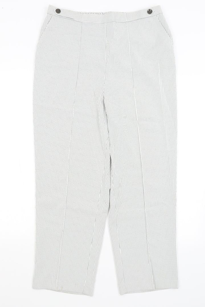 BM, Womens White Striped  Trousers  Size 16 L27 in