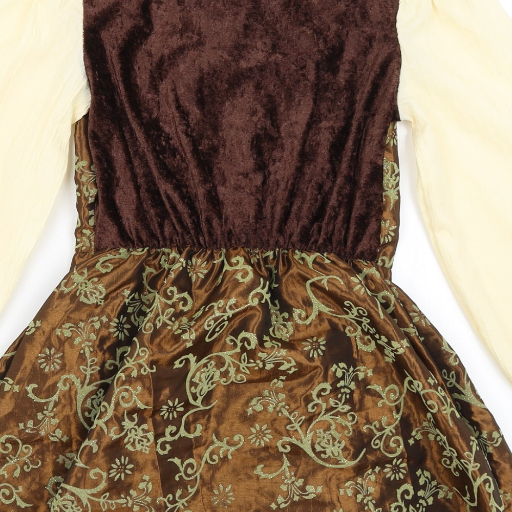 Bristol Novelty LTD Girls Brown   Fit & Flare  Size 9-10 Years  - Fancy Dress