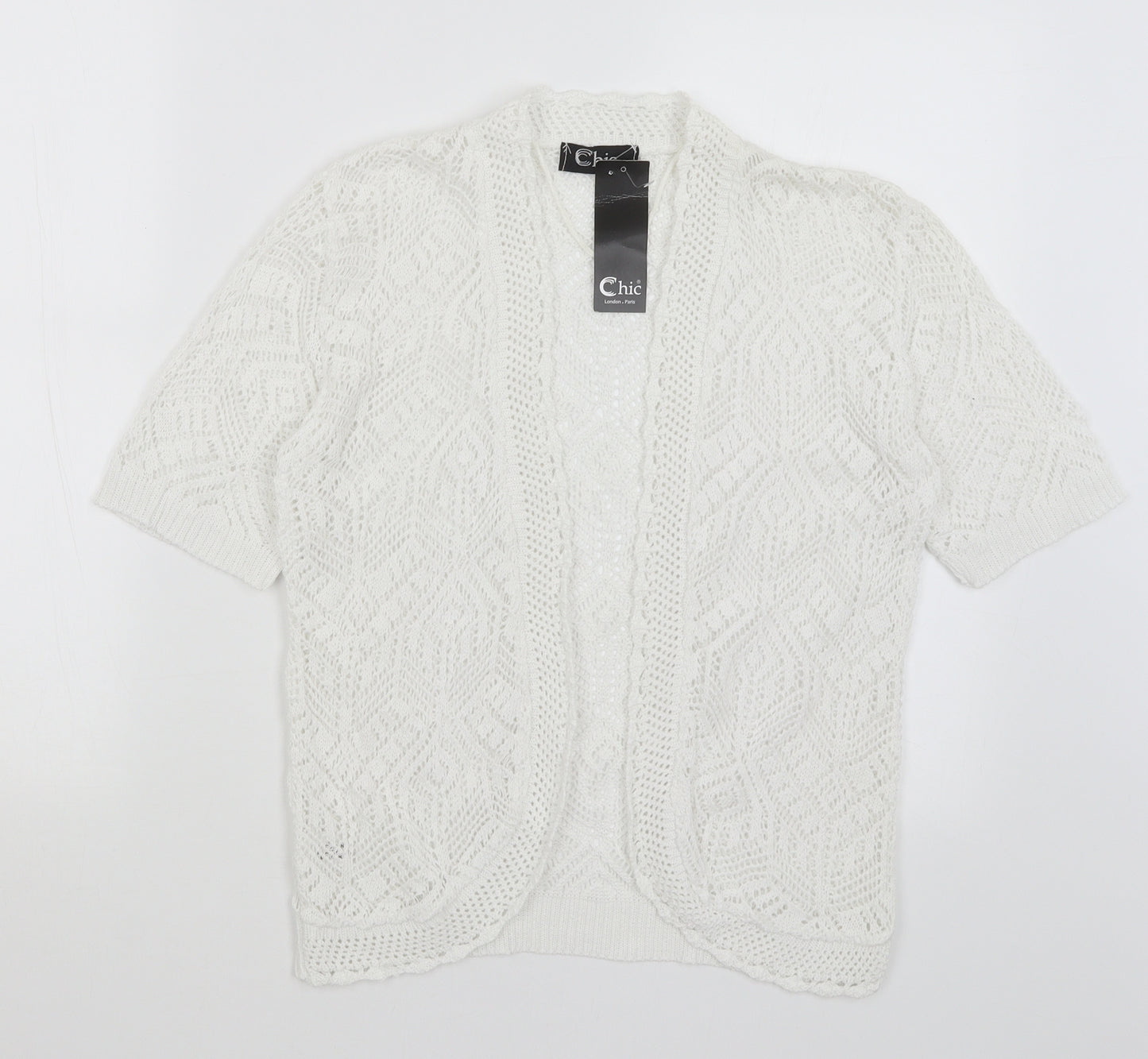 CHIC Womens White   Cardigan Jumper Size S