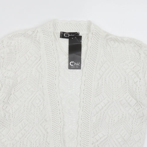 CHIC Womens White   Cardigan Jumper Size S