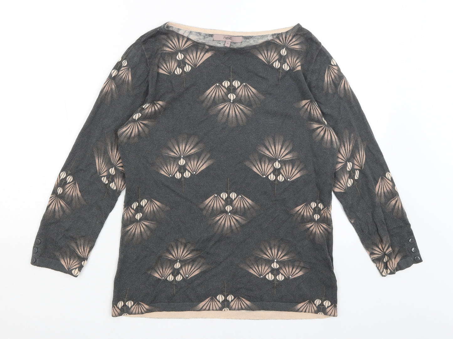 NEXT Womens Grey Floral  Basic T-Shirt Size 12
