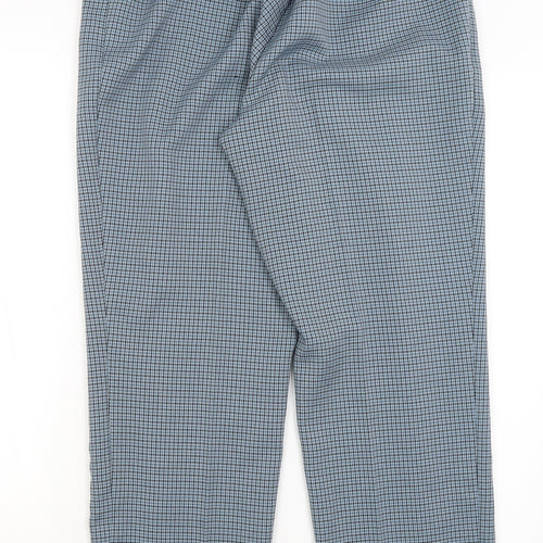 M&S Womens Blue Check  Trousers  Size 14 L27 in