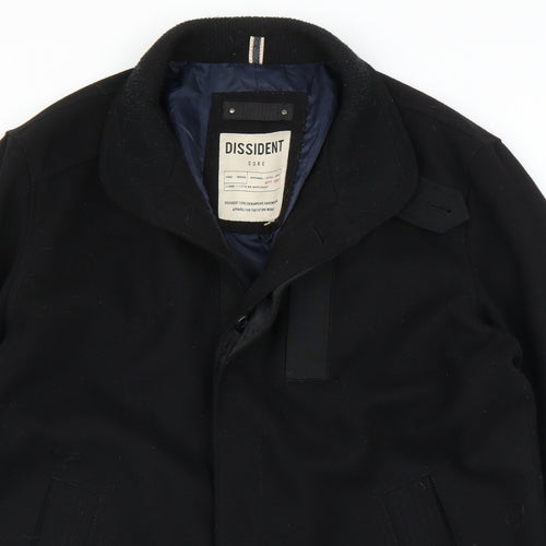 Dissedent Mens Black   Overcoat Coat Size XL