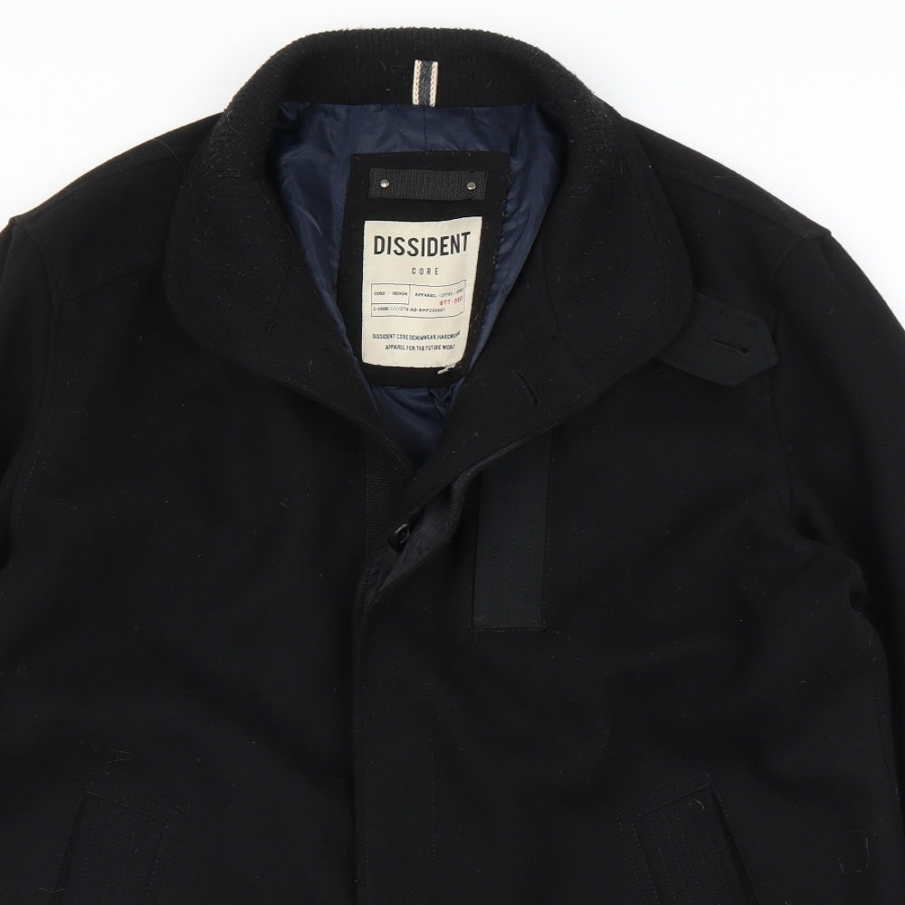 Dissedent Mens Black   Overcoat Coat Size XL
