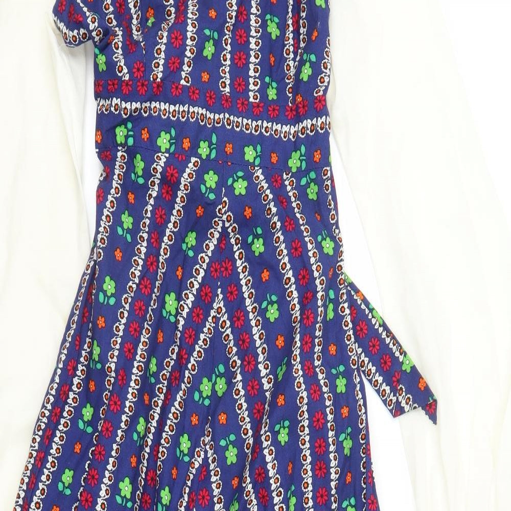 Preworn Womens Blue Floral  A-Line  Size S