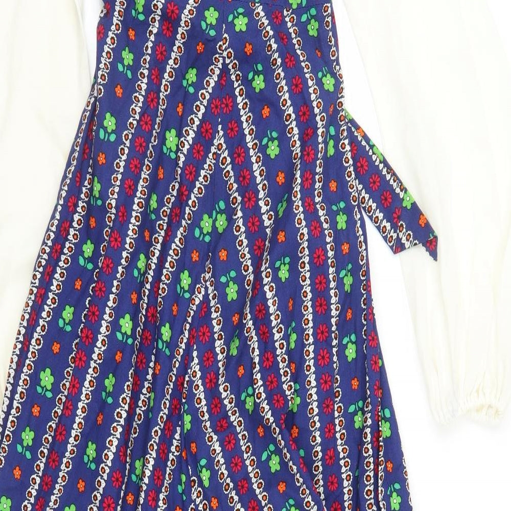 Preworn Womens Blue Floral  A-Line  Size S