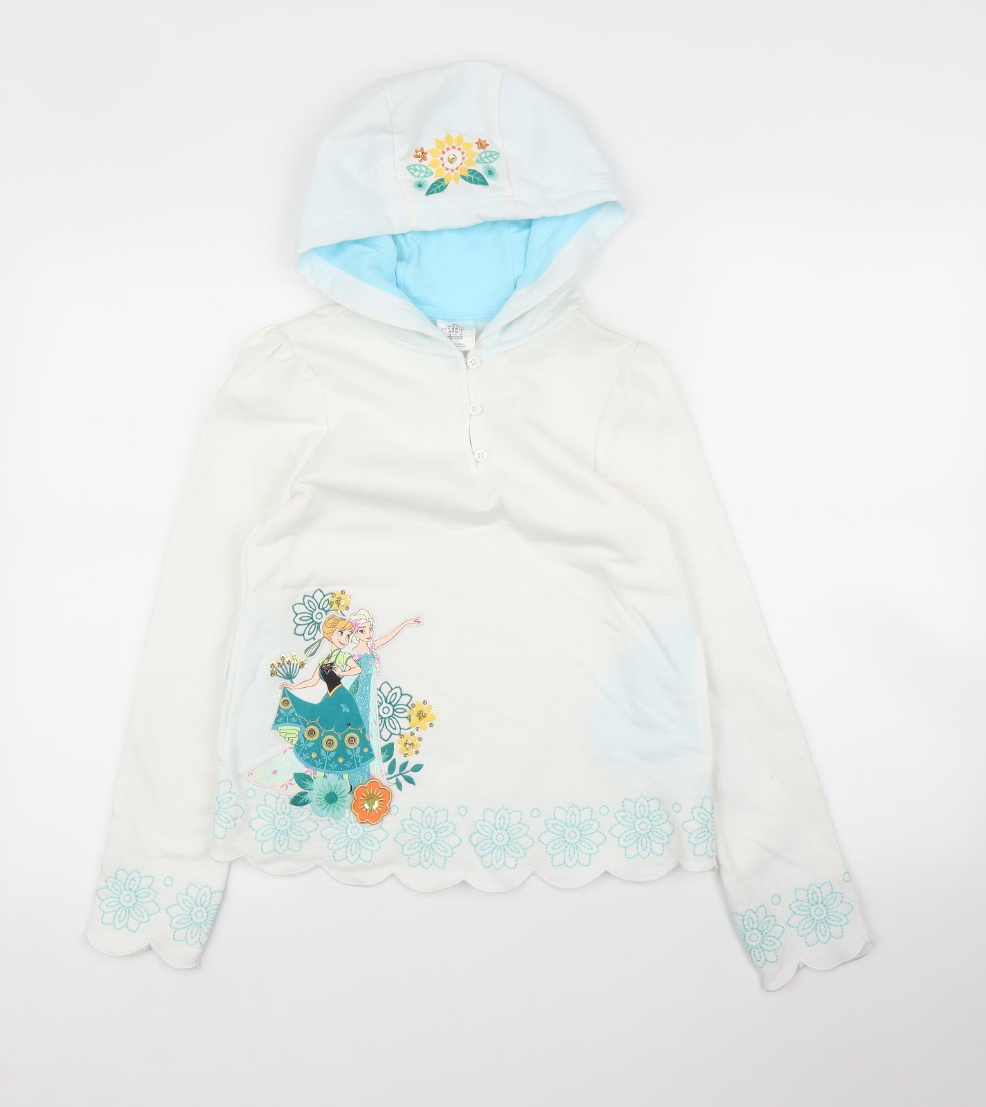 Disney Girls White   Pullover Hoodie Size 9 Years  - Frozen
