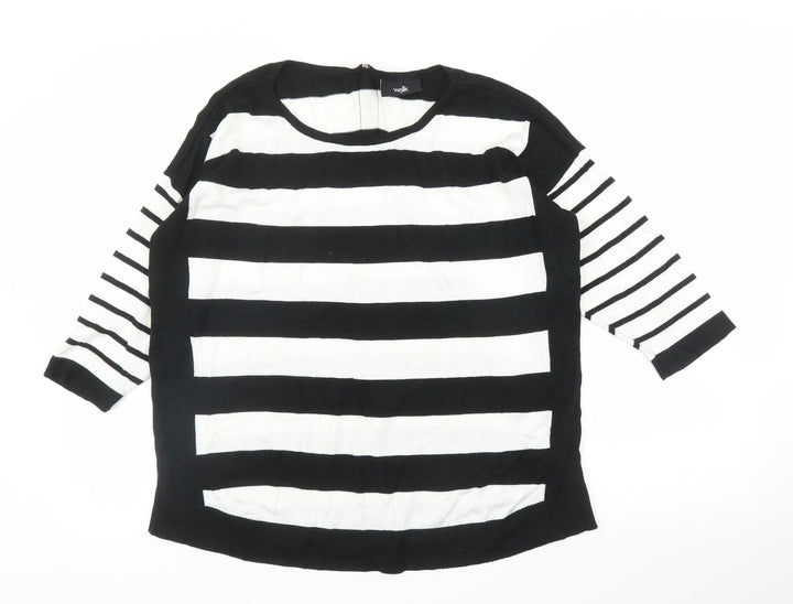 Wallis Womens Black Striped Pullover Jumper Size M