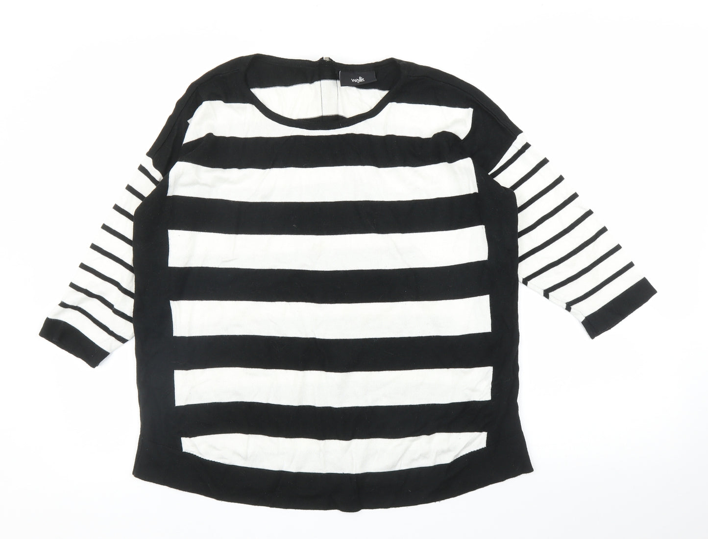 Wallis Womens Black Striped  Pullover Jumper Size M