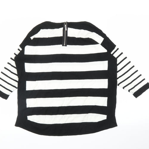 Wallis Womens Black Striped  Pullover Jumper Size M