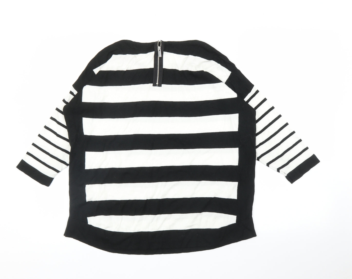 Wallis Womens Black Striped  Pullover Jumper Size M