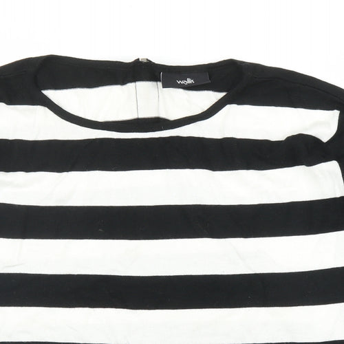 Wallis Womens Black Striped  Pullover Jumper Size M