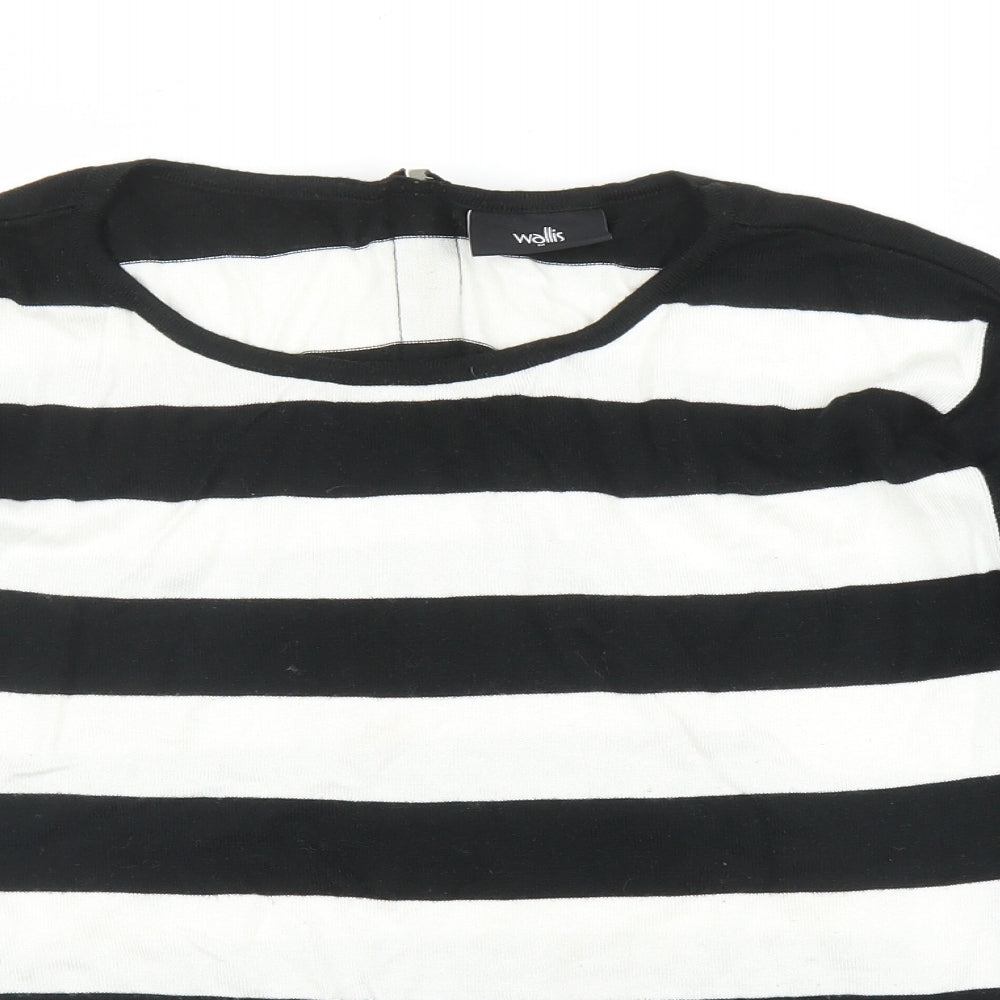 Wallis Womens Black Striped  Pullover Jumper Size M