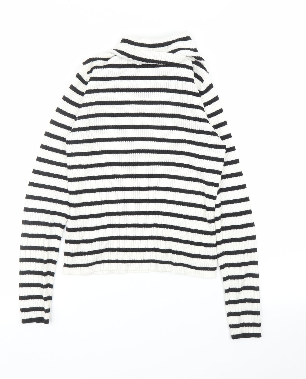 H&M Girls White Striped  Pullover Jumper Size 9 Years