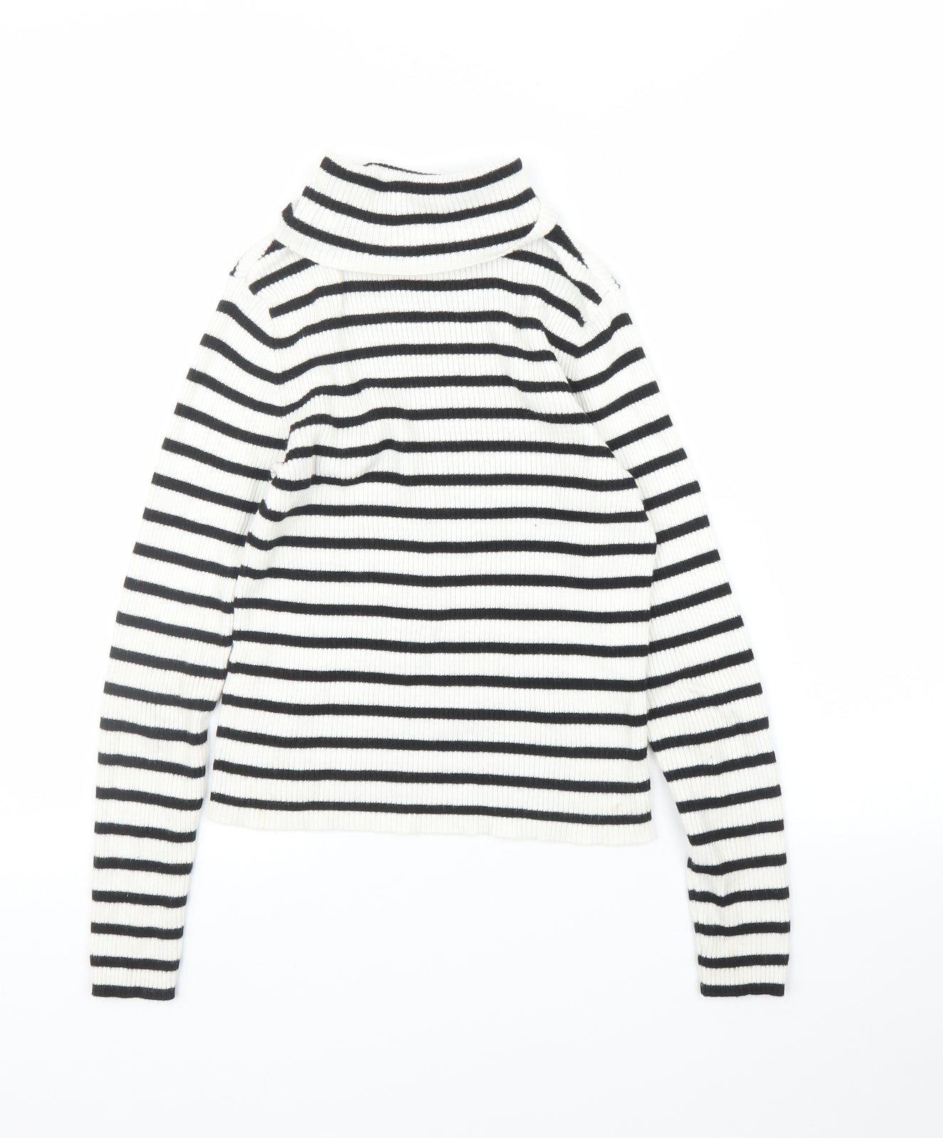 H&M Girls White Striped  Pullover Jumper Size 9 Years