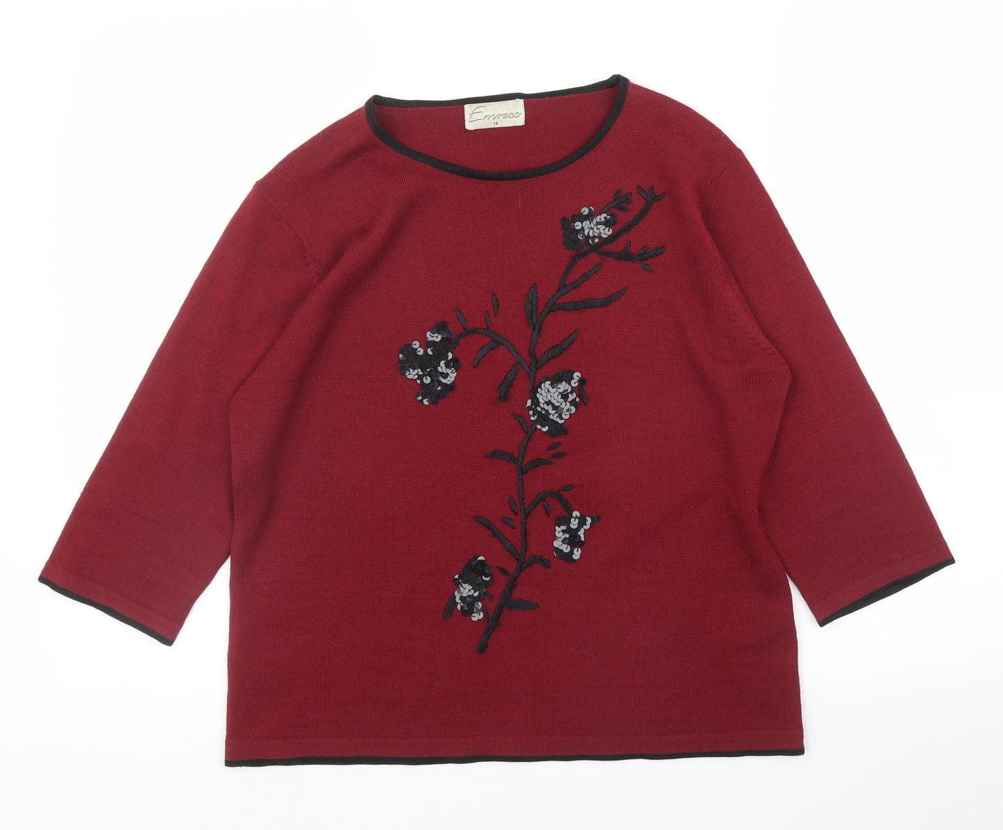 Emreco Womens Purple Floral  Pullover Jumper Size 14