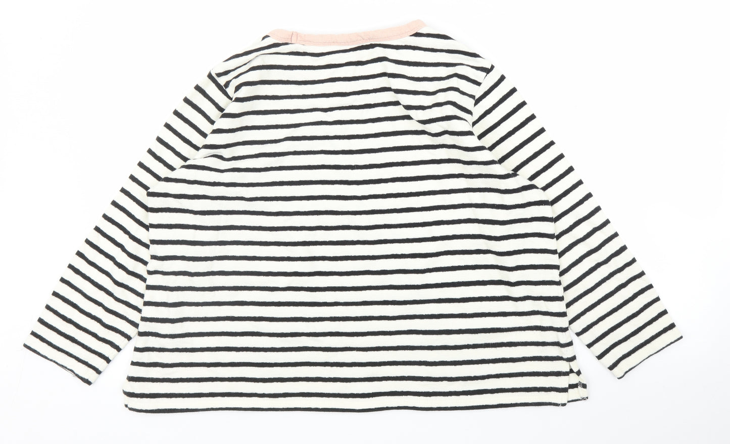 M&S Womens White Striped  Pullover Jumper Size 18