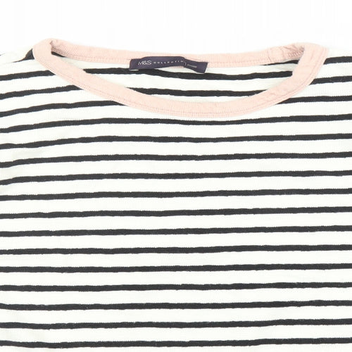 M&S Womens White Striped  Pullover Jumper Size 18