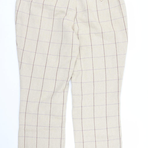 Cotton Traders Womens Beige Plaid  Trousers  Size 16 L29 in
