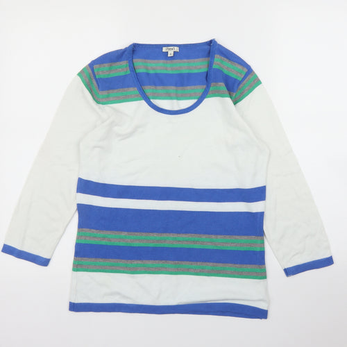 I/Text Womens White Striped  Pullover Jumper Size S