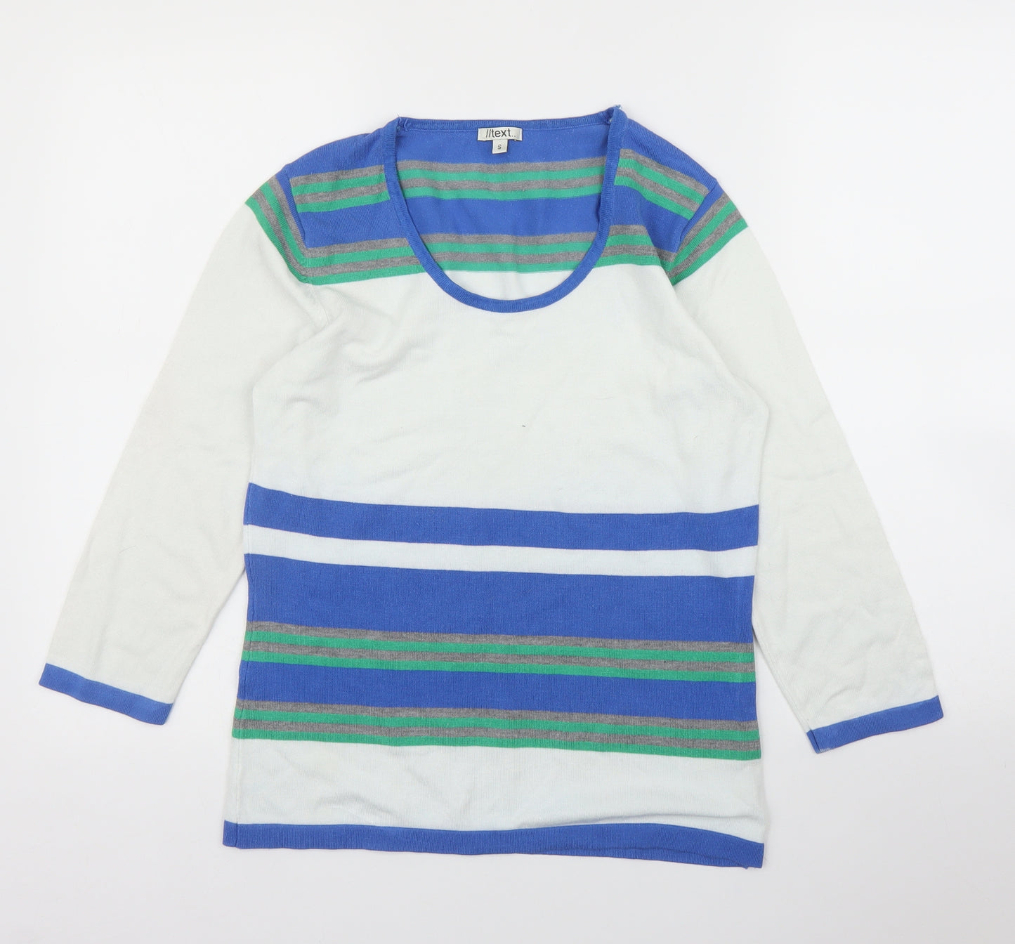 I/Text Womens White Striped  Pullover Jumper Size S