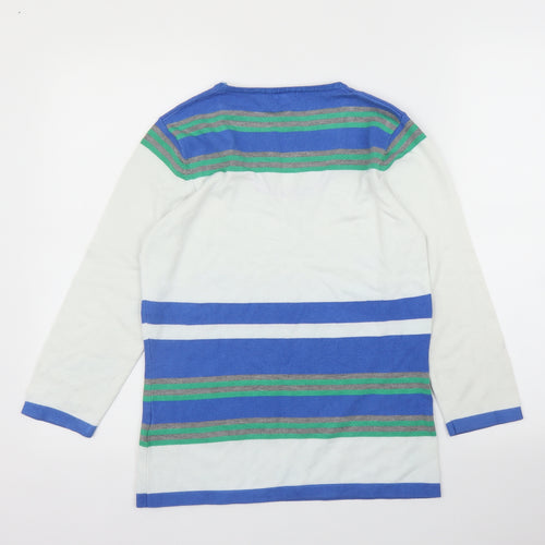 I/Text Womens White Striped  Pullover Jumper Size S