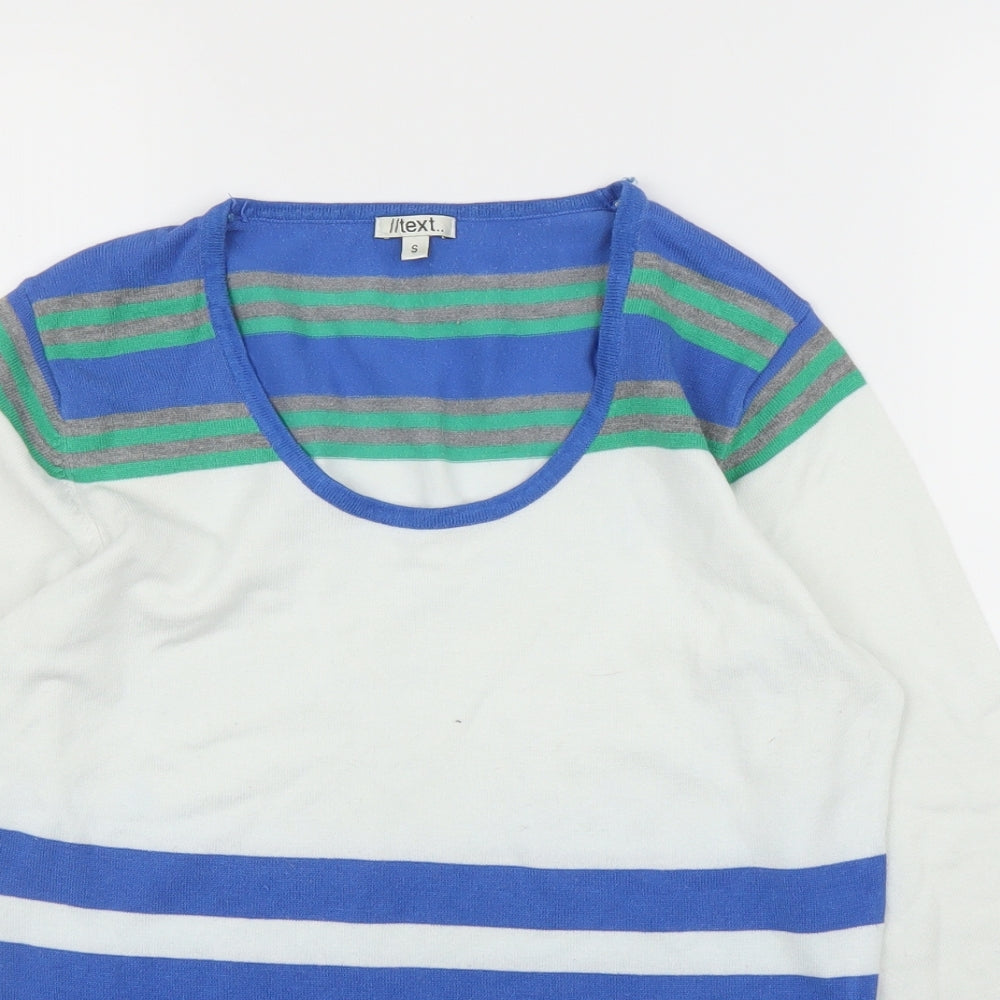 I/Text Womens White Striped  Pullover Jumper Size S