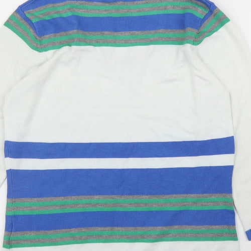 I/Text Womens White Striped  Pullover Jumper Size S