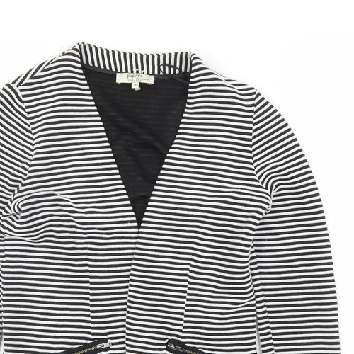 Papaya Womens Black Striped  Jacket Blazer Size 8