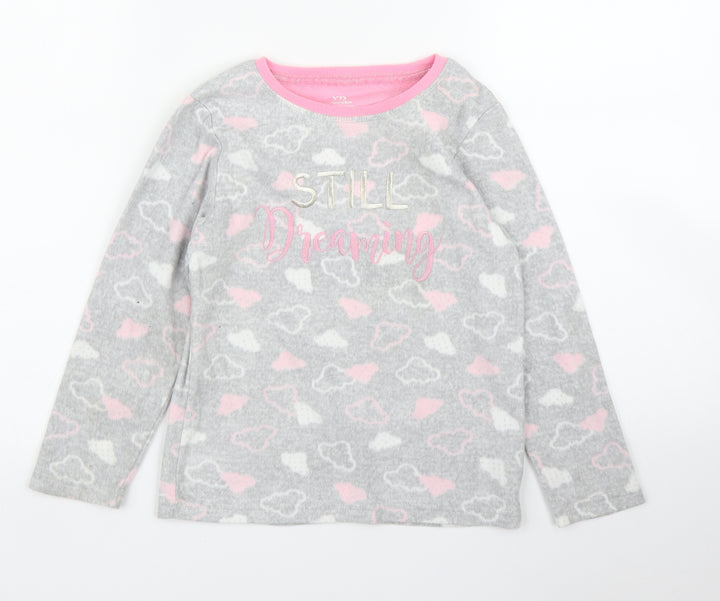 Primark Girls Grey  Fleece Pullover Jumper Size 7 Years  - PJ top