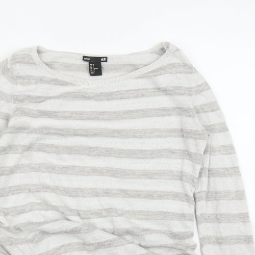 H&M Womens Grey Striped  Pullover Jumper Size S