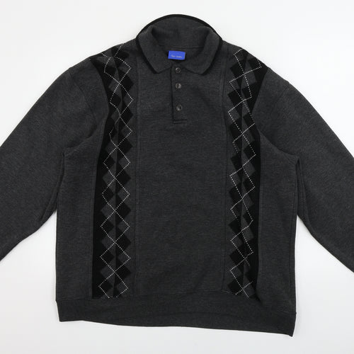 For Men  Mens Grey Geometric   Polo Size M