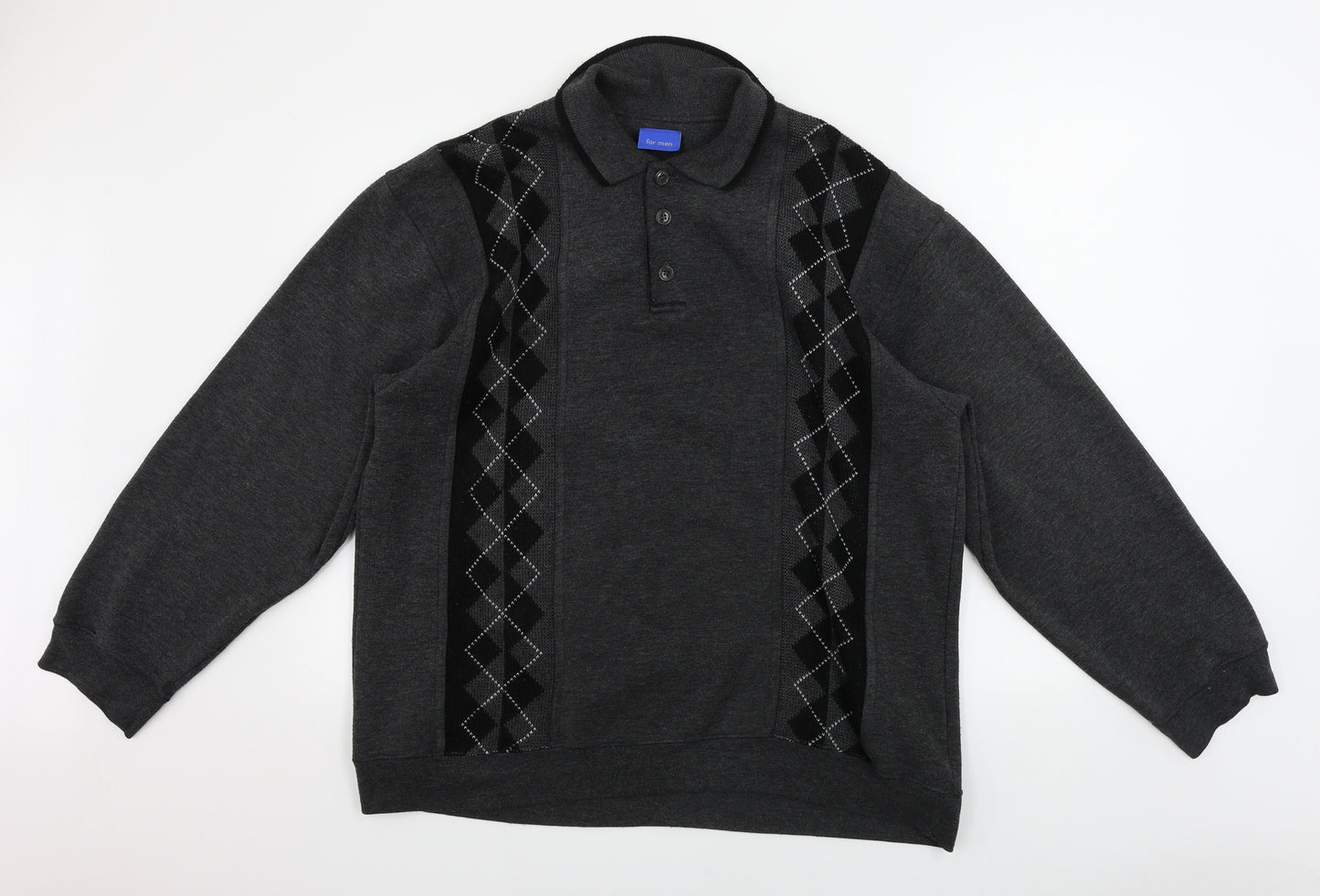 For Men  Mens Grey Geometric   Polo Size M