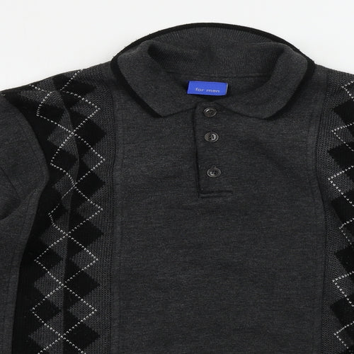 For Men  Mens Grey Geometric   Polo Size M
