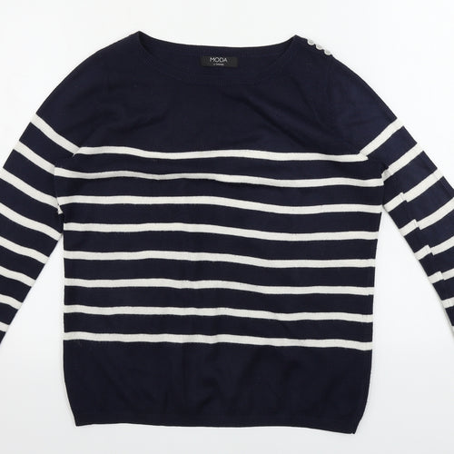 George  Womens Blue Striped  Pullover Jumper Size 10