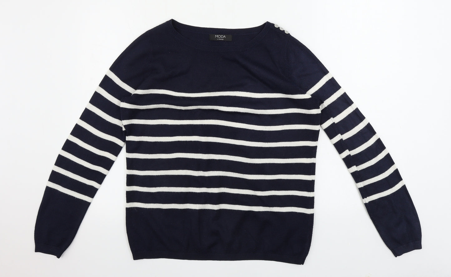 George  Womens Blue Striped  Pullover Jumper Size 10