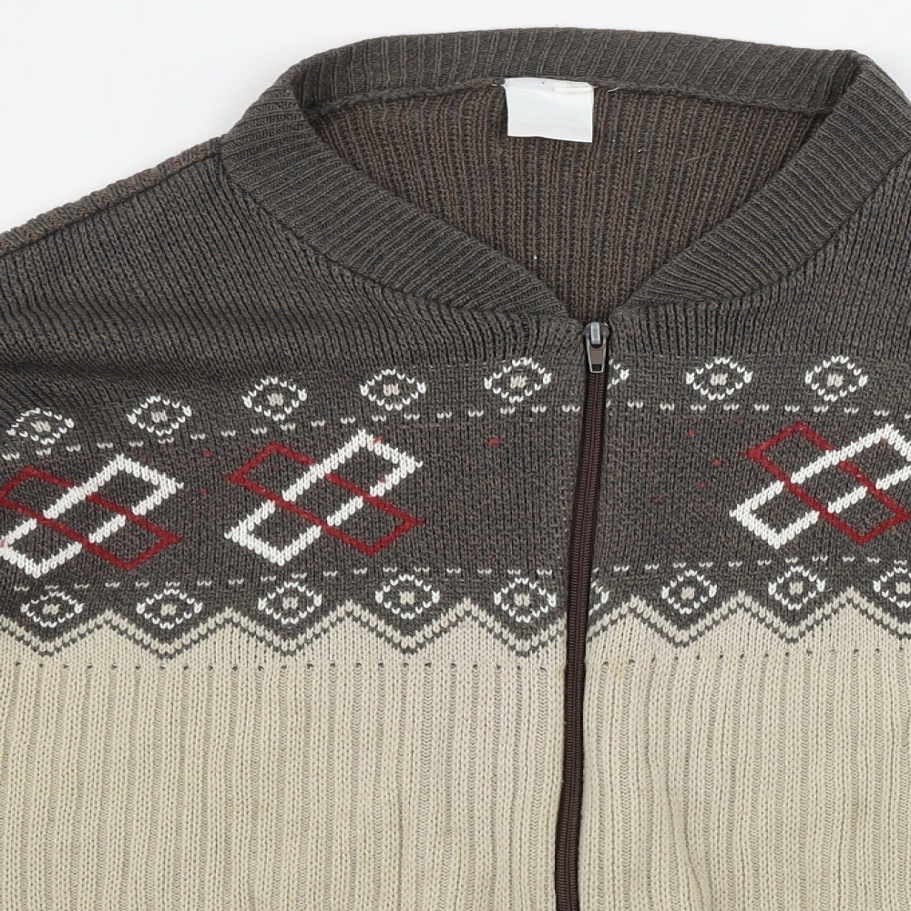 Preworn  Mens Brown Geometric  Gilet Coat Size M