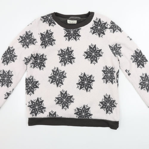 love to lounge   Womens White Floral  Pullover Jumper Size M