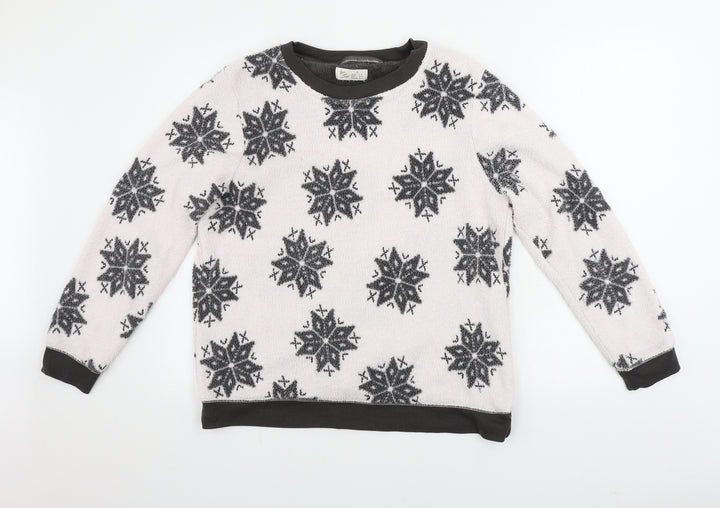 love to lounge   Womens White Floral  Pullover Jumper Size M