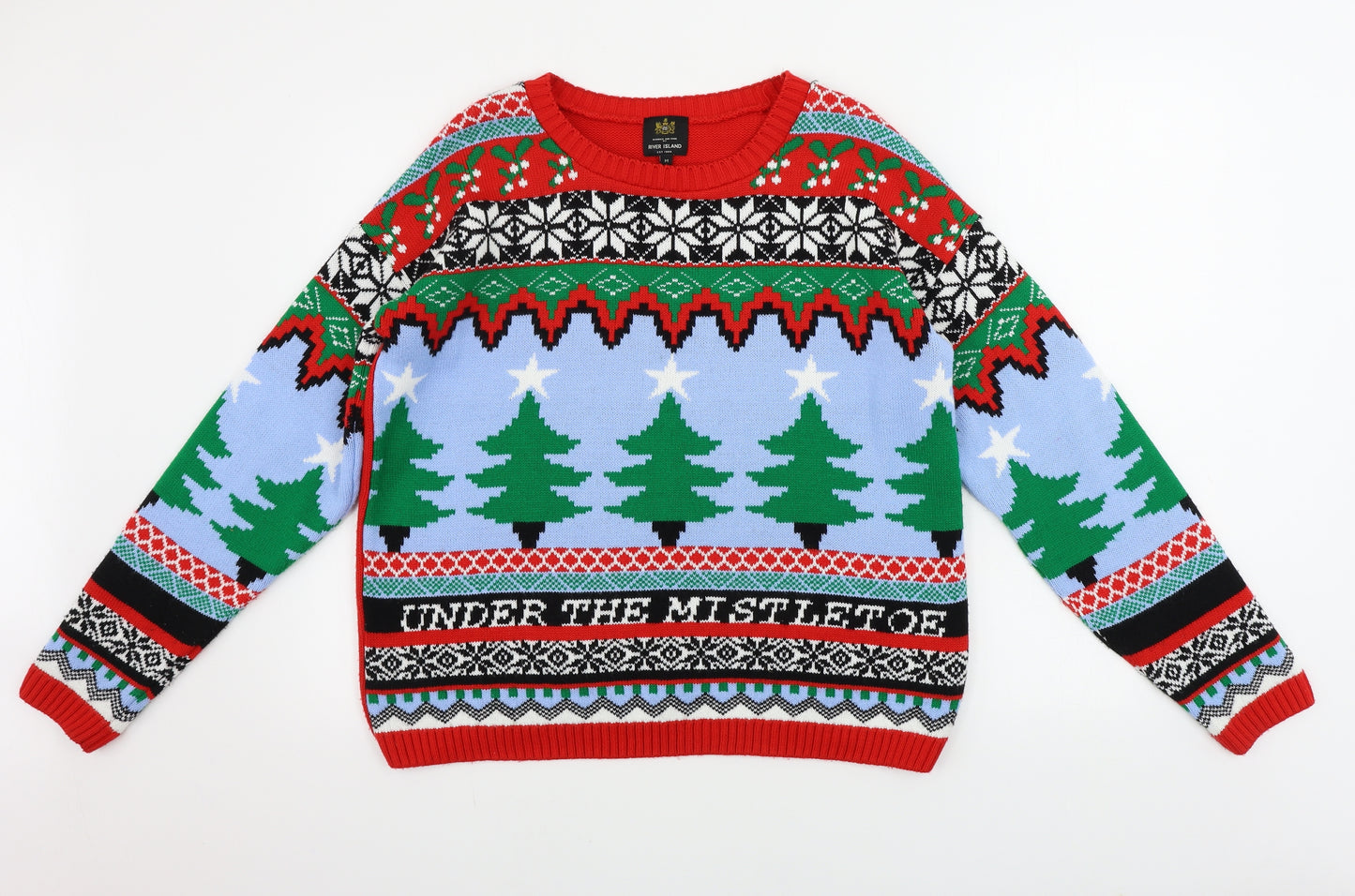 River Island  Mens Red   Pullover Jumper Size M  - Christmas Jumper
