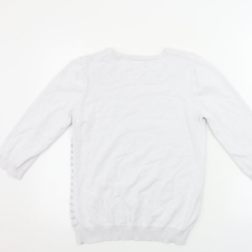 Simon Jefferey  Womens White Floral  Henley Jumper Size S