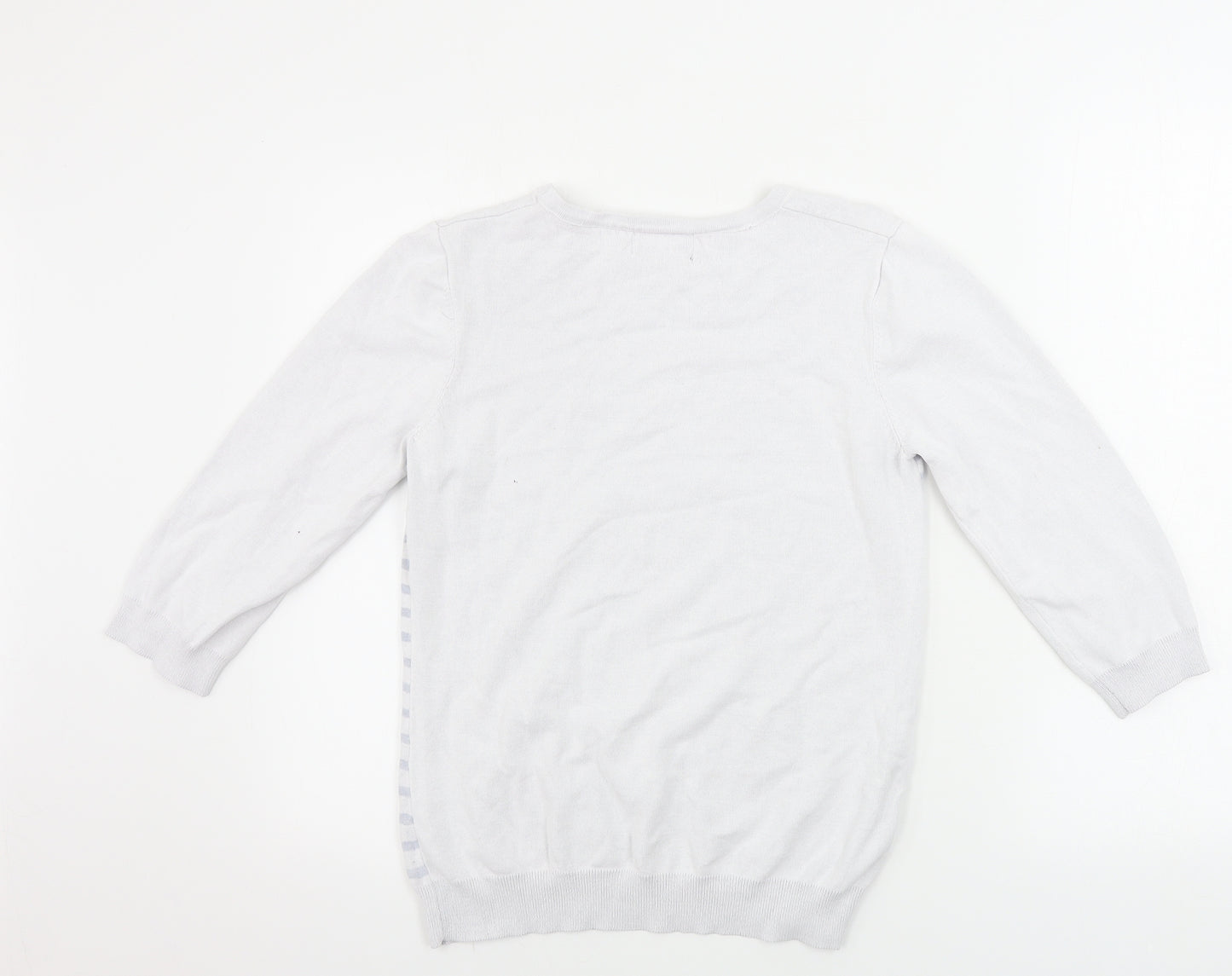 Simon Jefferey  Womens White Floral  Henley Jumper Size S