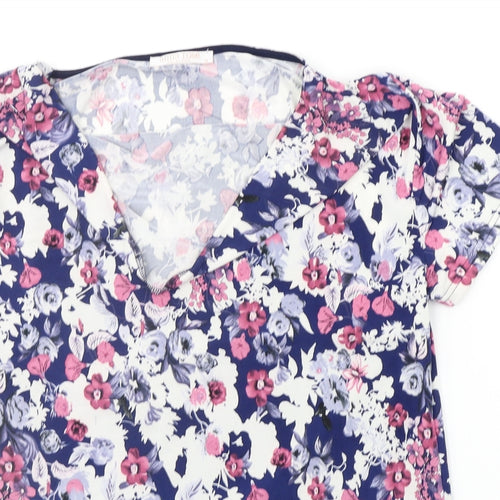 Roseanna Womens Blue Floral  Basic T-Shirt Size M