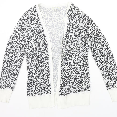 Peacocks Womens White Geometric  Cardigan Jumper Size 10
