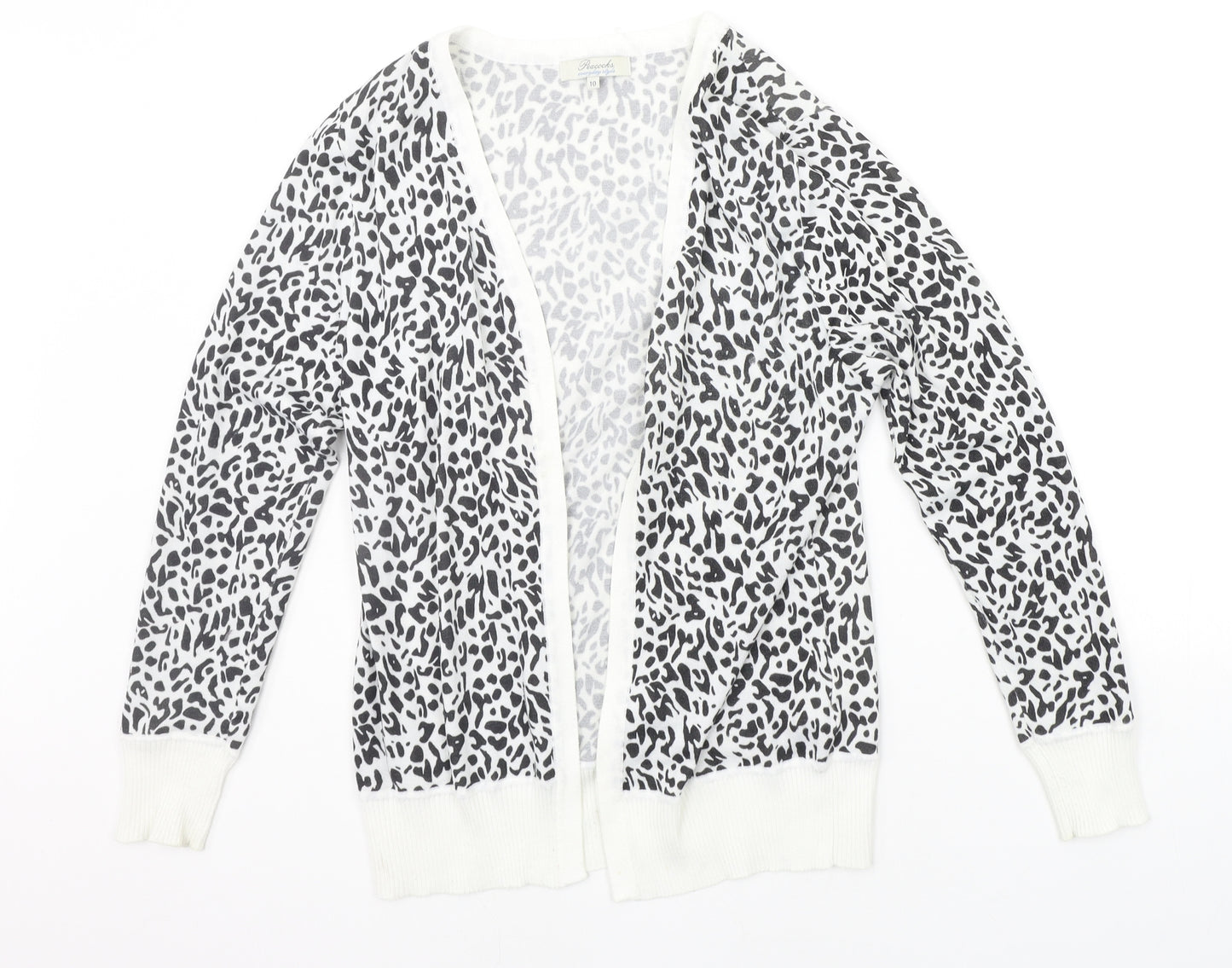 Peacocks Womens White Geometric  Cardigan Jumper Size 10