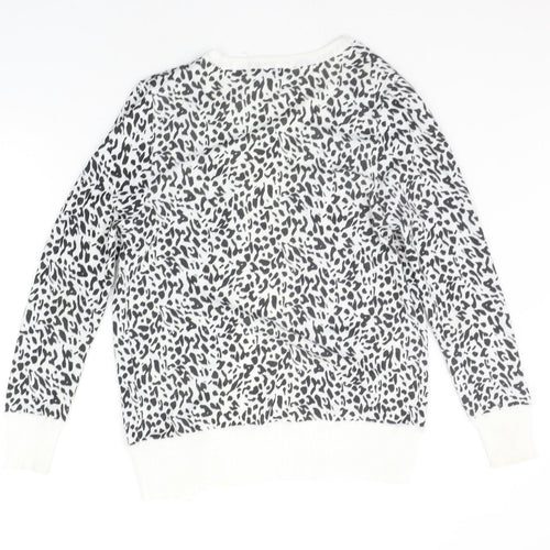 Peacocks Womens White Geometric  Cardigan Jumper Size 10