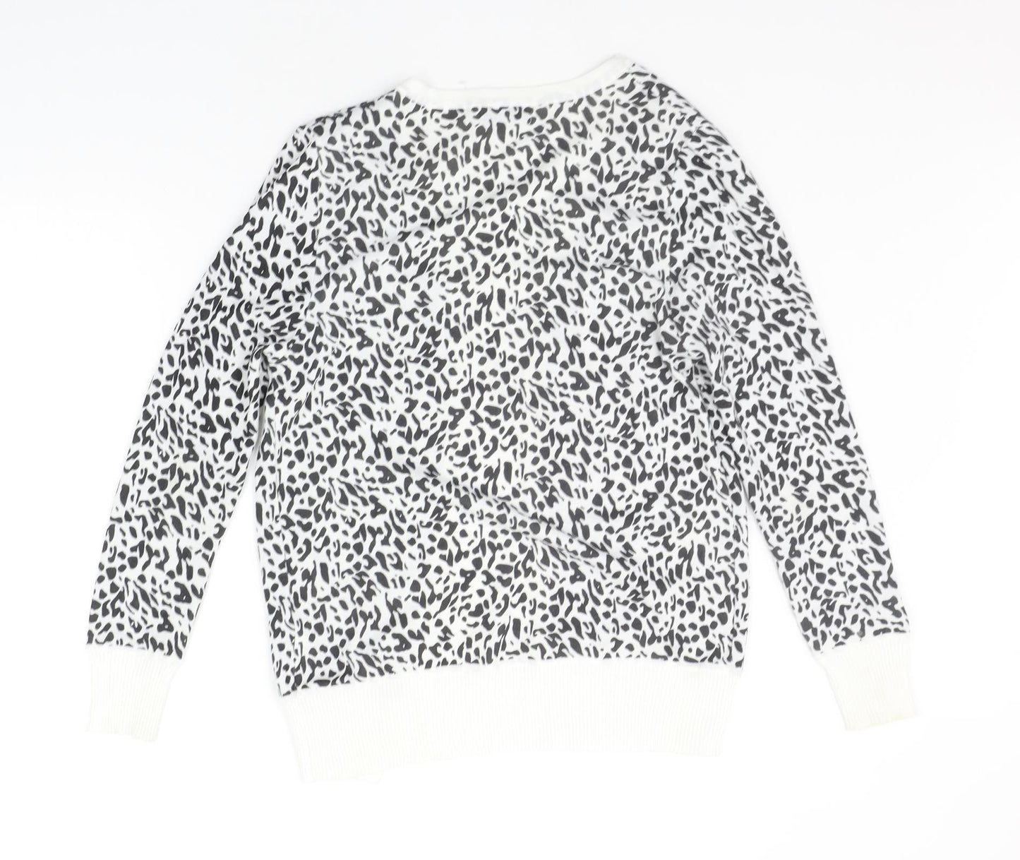 Peacocks Womens White Geometric  Cardigan Jumper Size 10