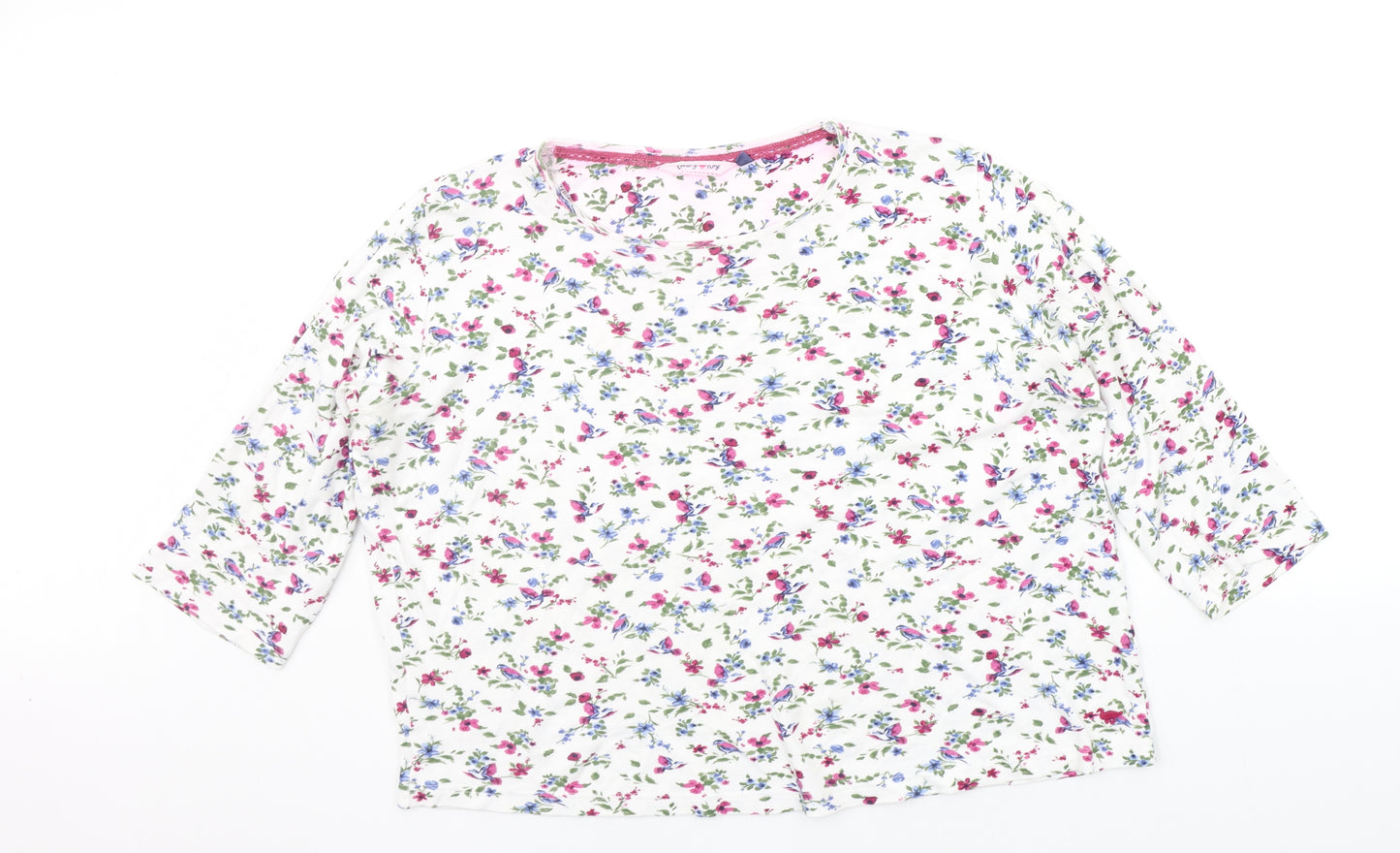 COUNTRY ROSE Womens White Floral  Basic T-Shirt Size M