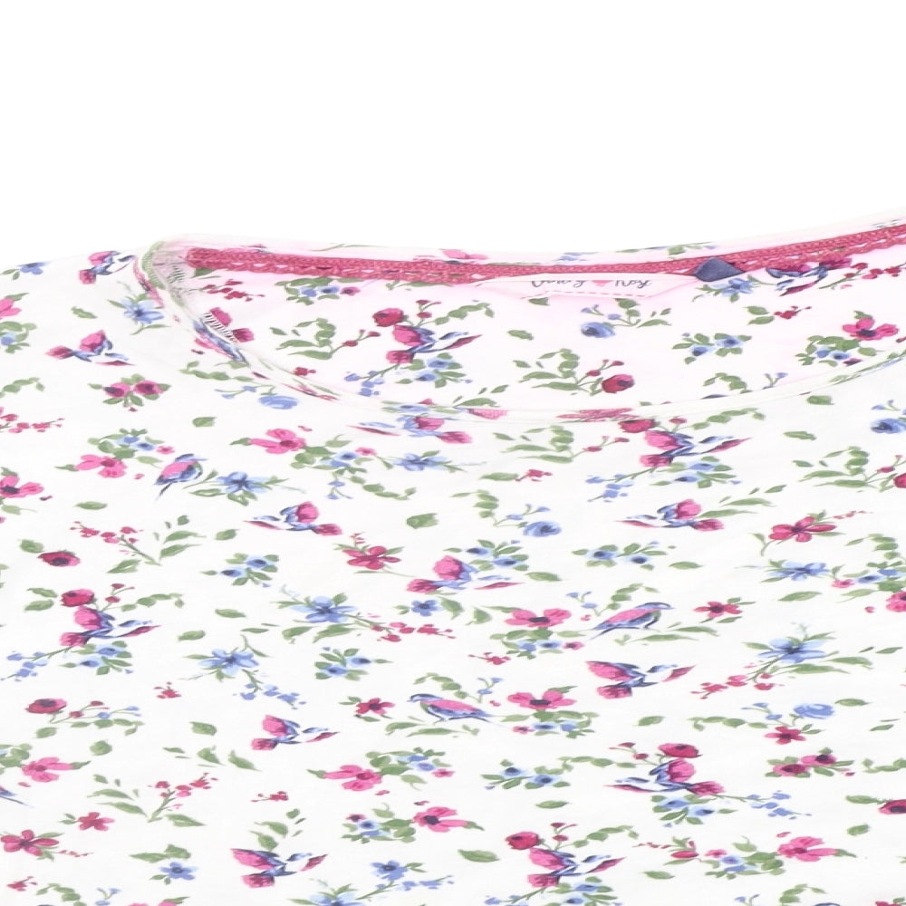COUNTRY ROSE Womens White Floral  Basic T-Shirt Size M