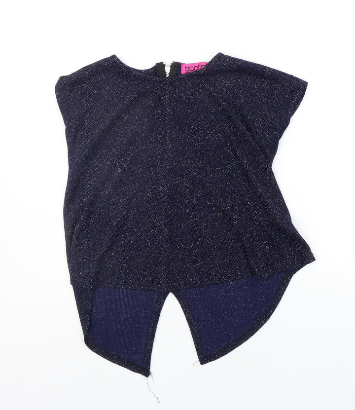 Boohoo Womens Blue Basic Blouse Size 8